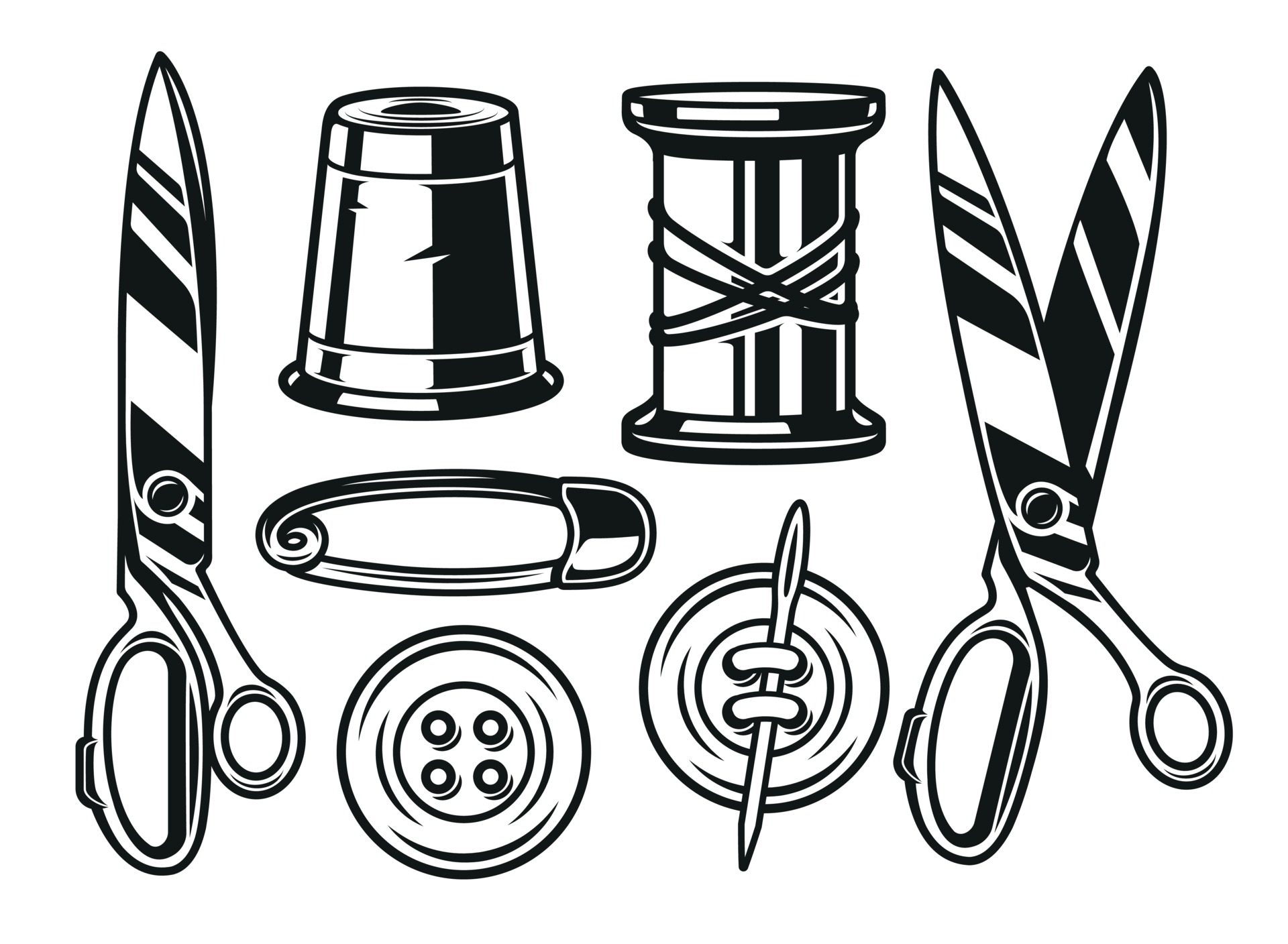 Set vector illustrations of tailor tools 3195482 Vector Art at Vecteezy