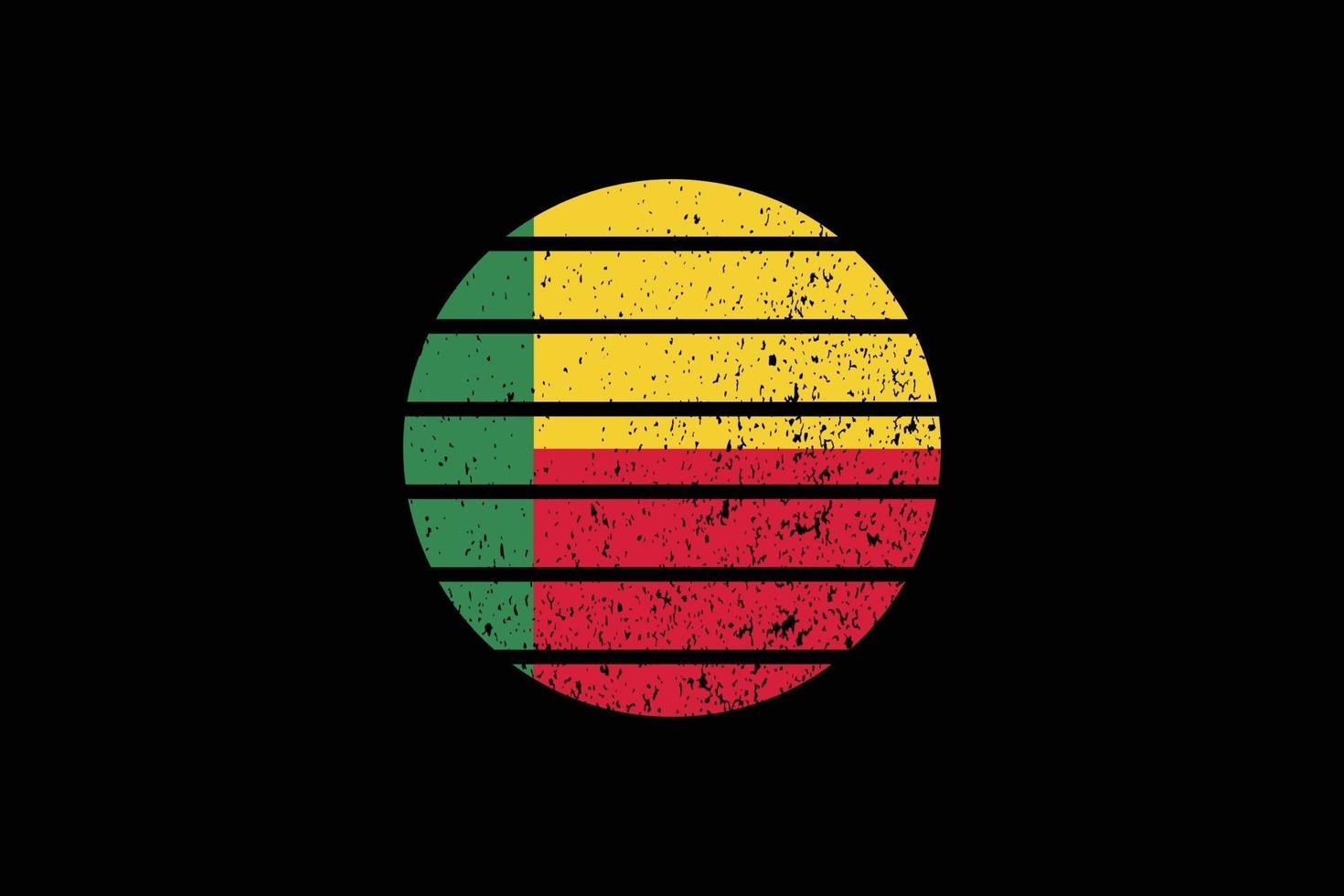 Grunge Style Flag of the Benin. Vector illustration.