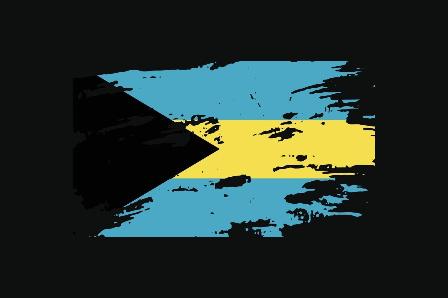 Grunge Style Flag of the Bahamas. Vector illustration.