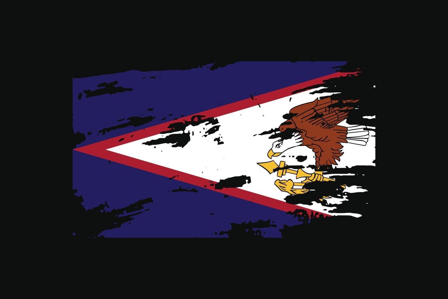 Grunge Style Flag of the American Samoa. Vector illustration.