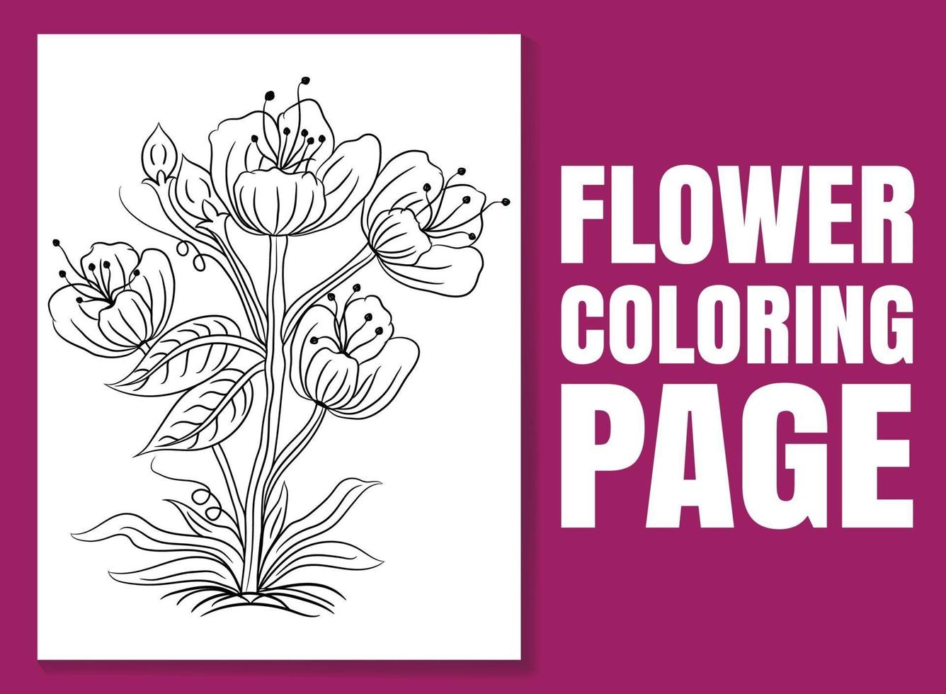 Página para colorear de flores. Doodle de página para colorear. vector
