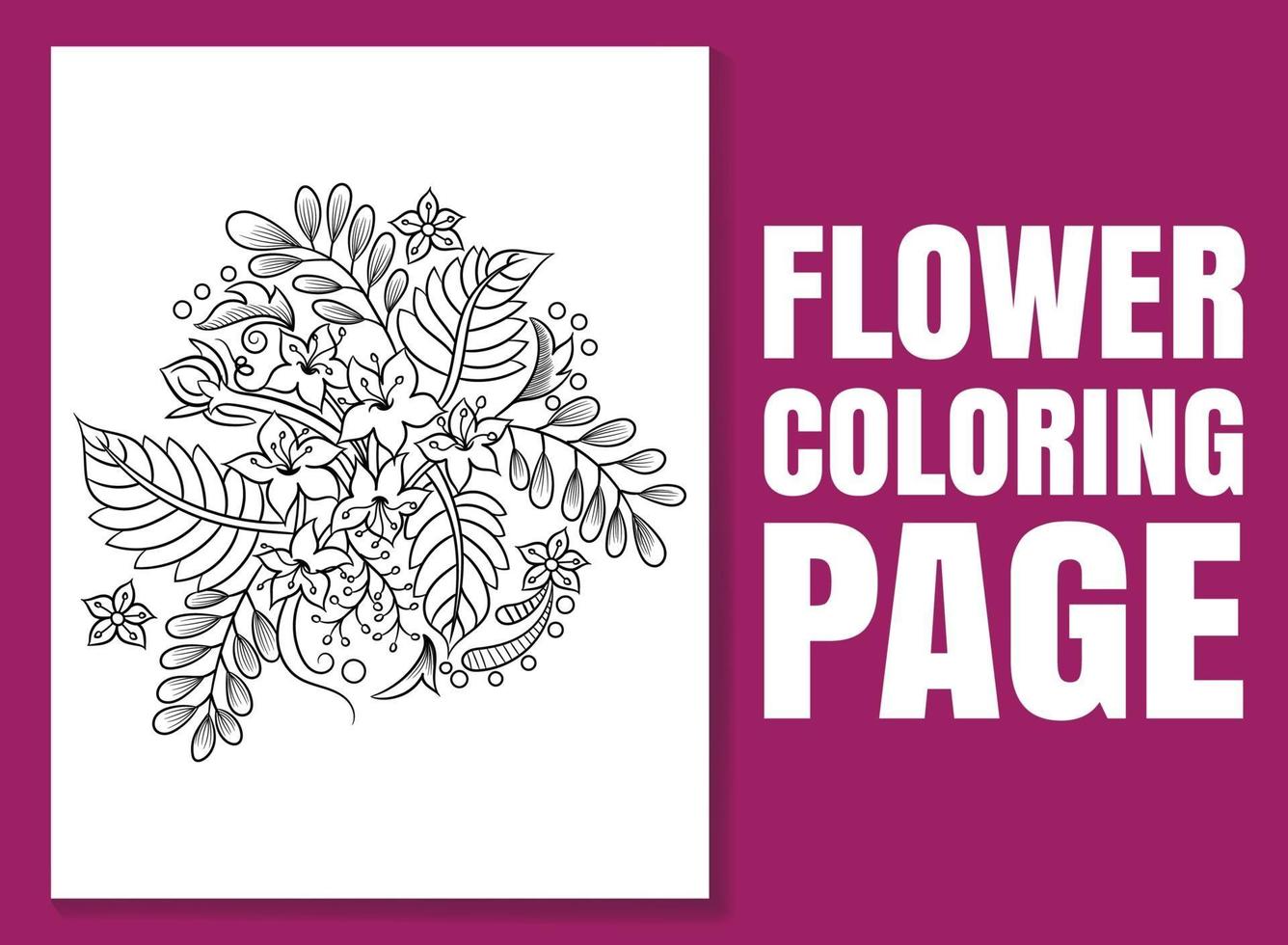 Página para colorear de flores. Doodle de página para colorear. vector