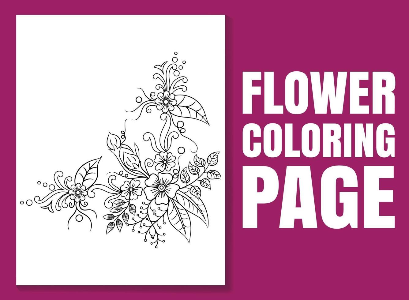 Página para colorear de flores. Doodle de página para colorear. vector