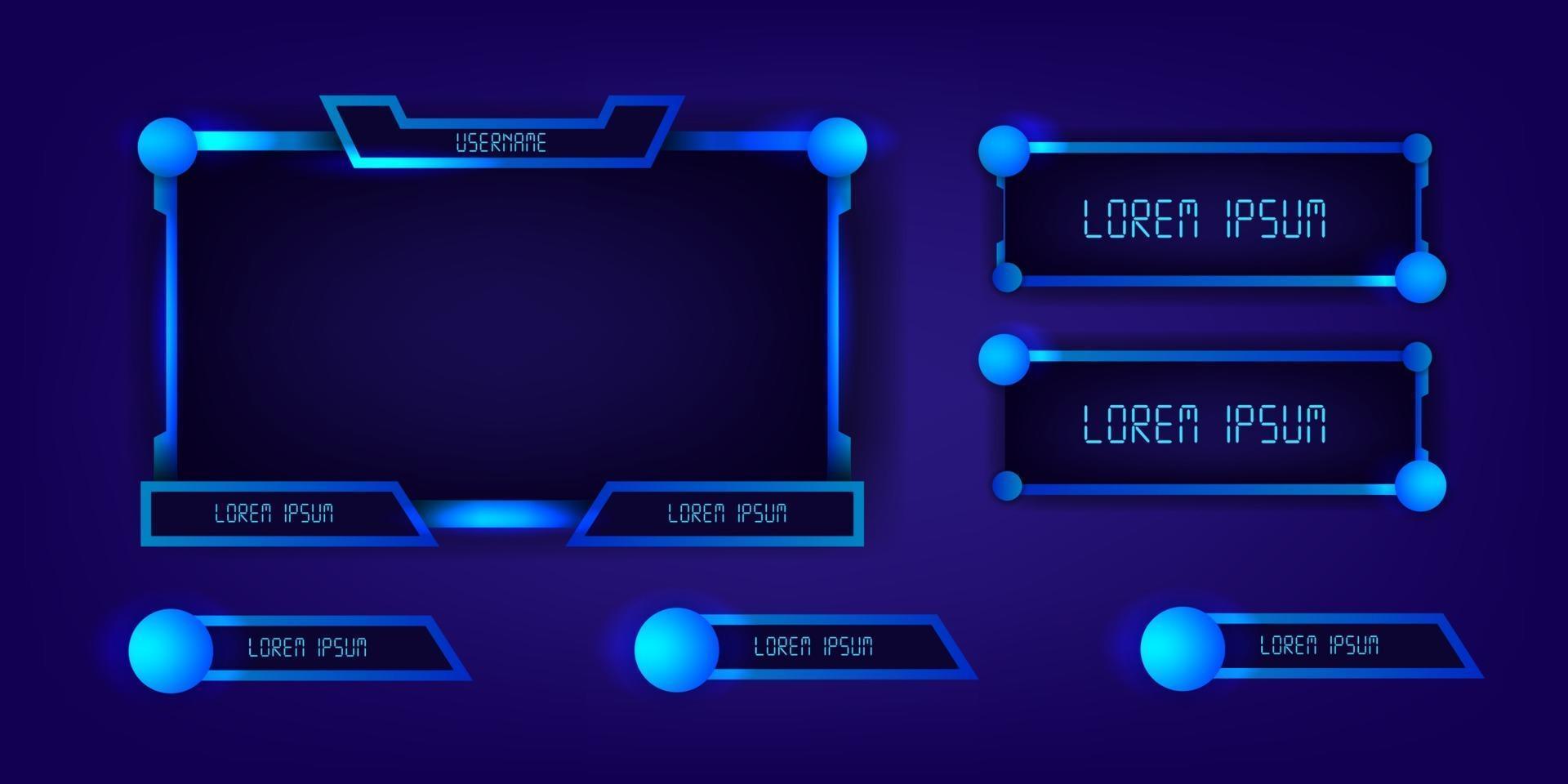 blue neon frame gaming live stream esport vector