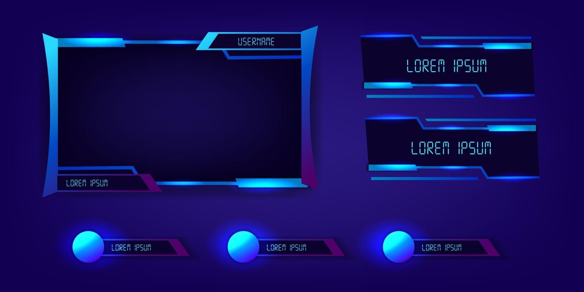 blue neon frame gaming live stream esport vector