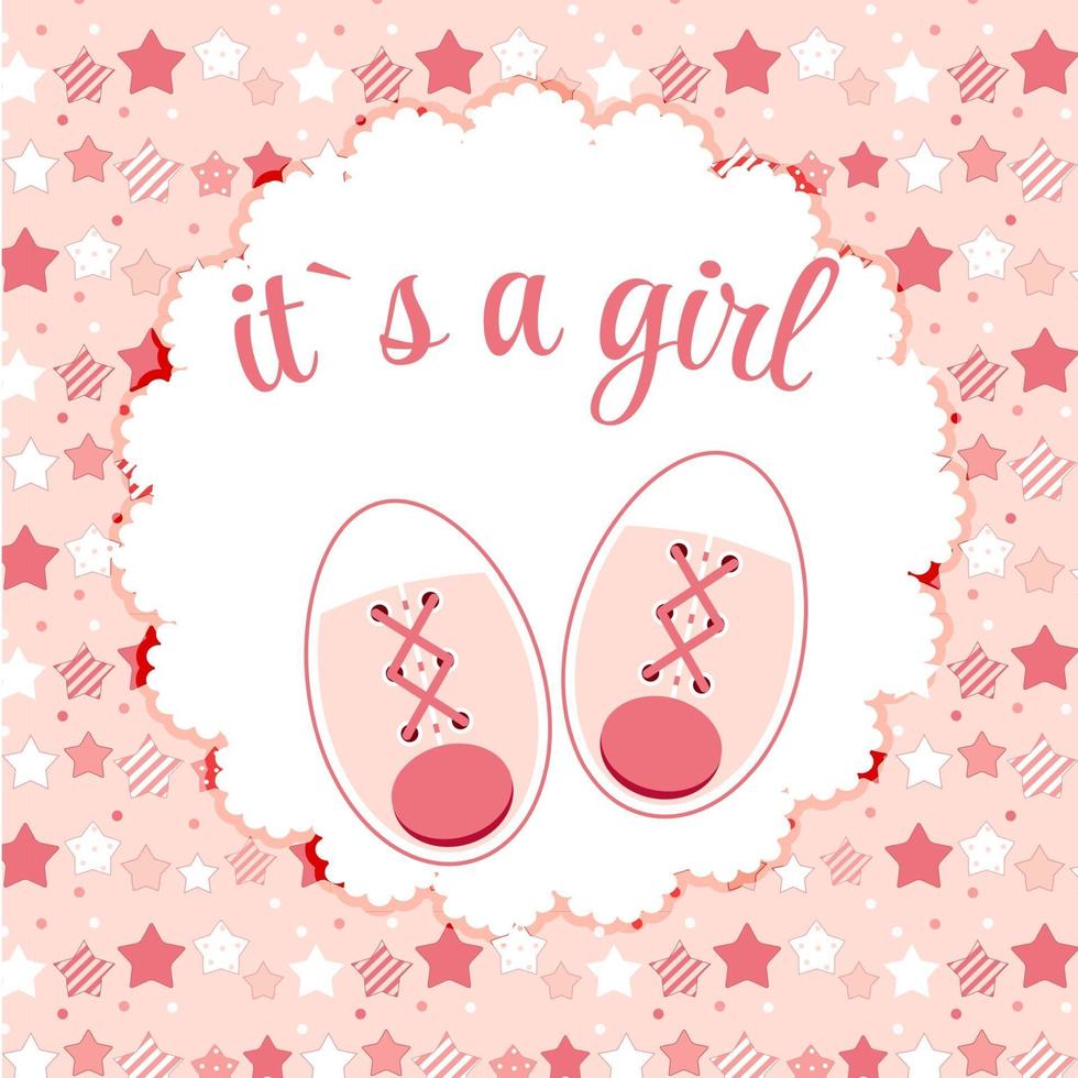 Vector Illustration of Pink Baby Shoes for Newborn Girl