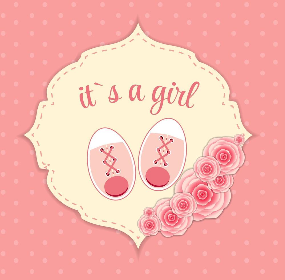 Ilustración vectorial de zapatos de bebé rosa para niña recién nacida vector