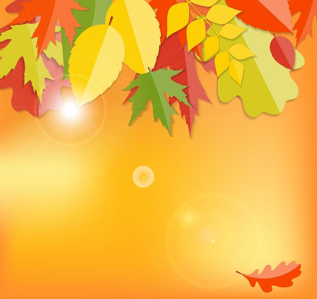 Shiny Autumn Natural Leaves Background. Vector Illustration