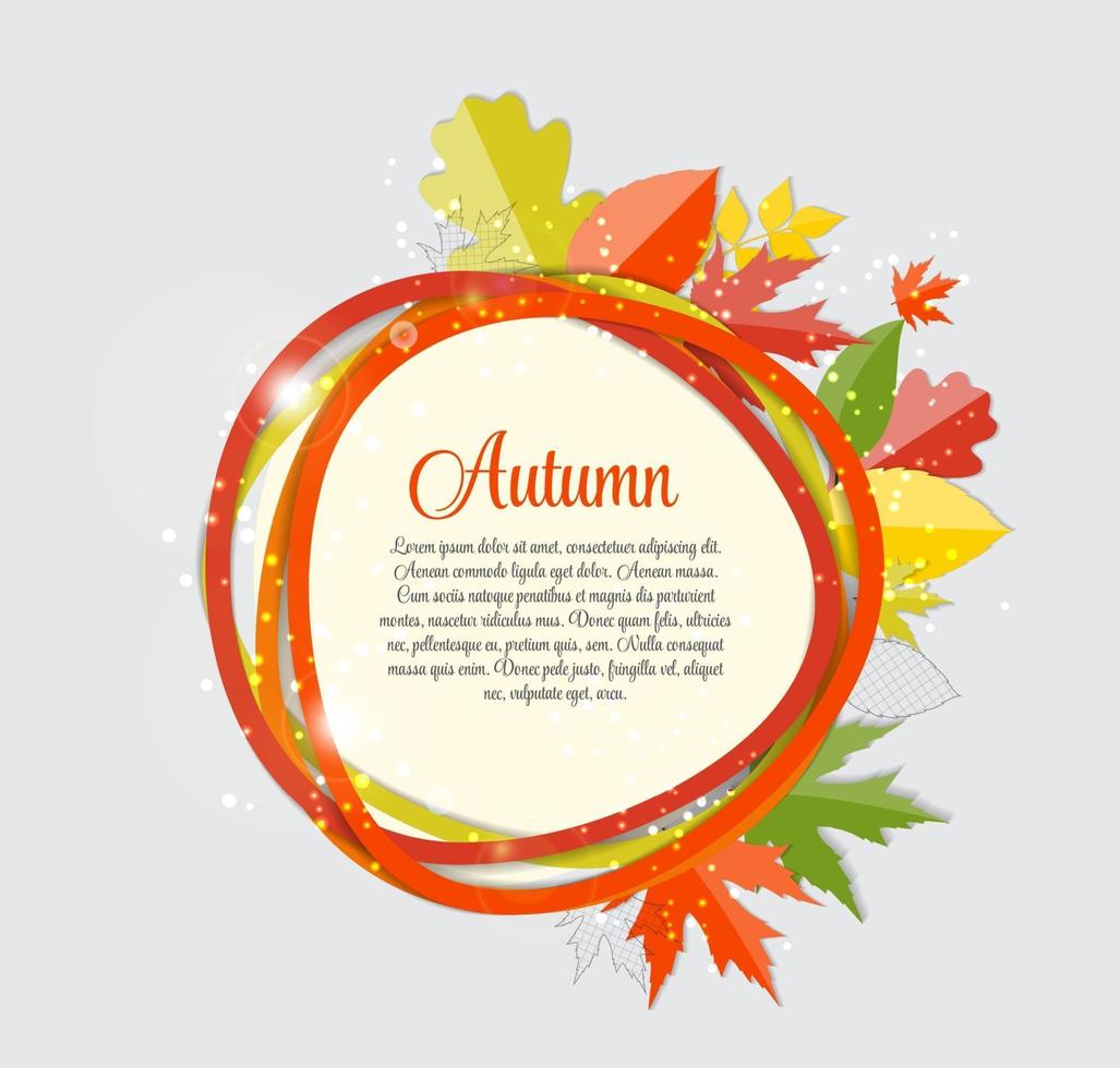 Shiny Autumn Natural Leaves Background. Vector Illustration