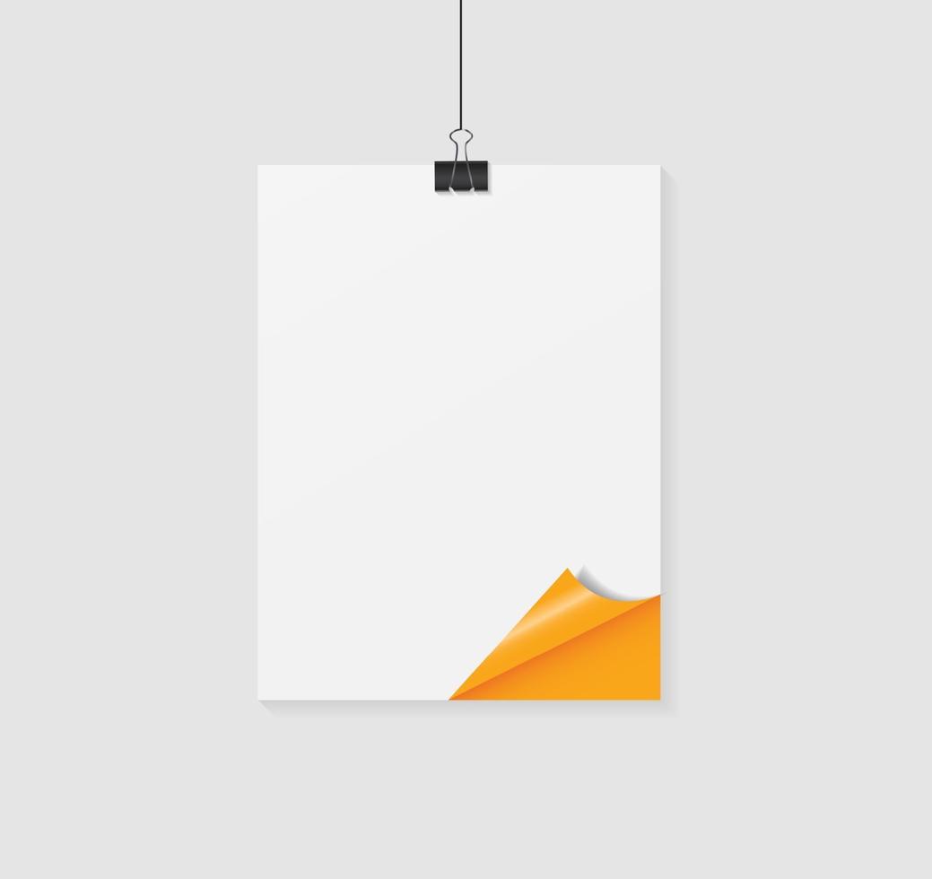 White Blank Page with Clip Vector Illustration