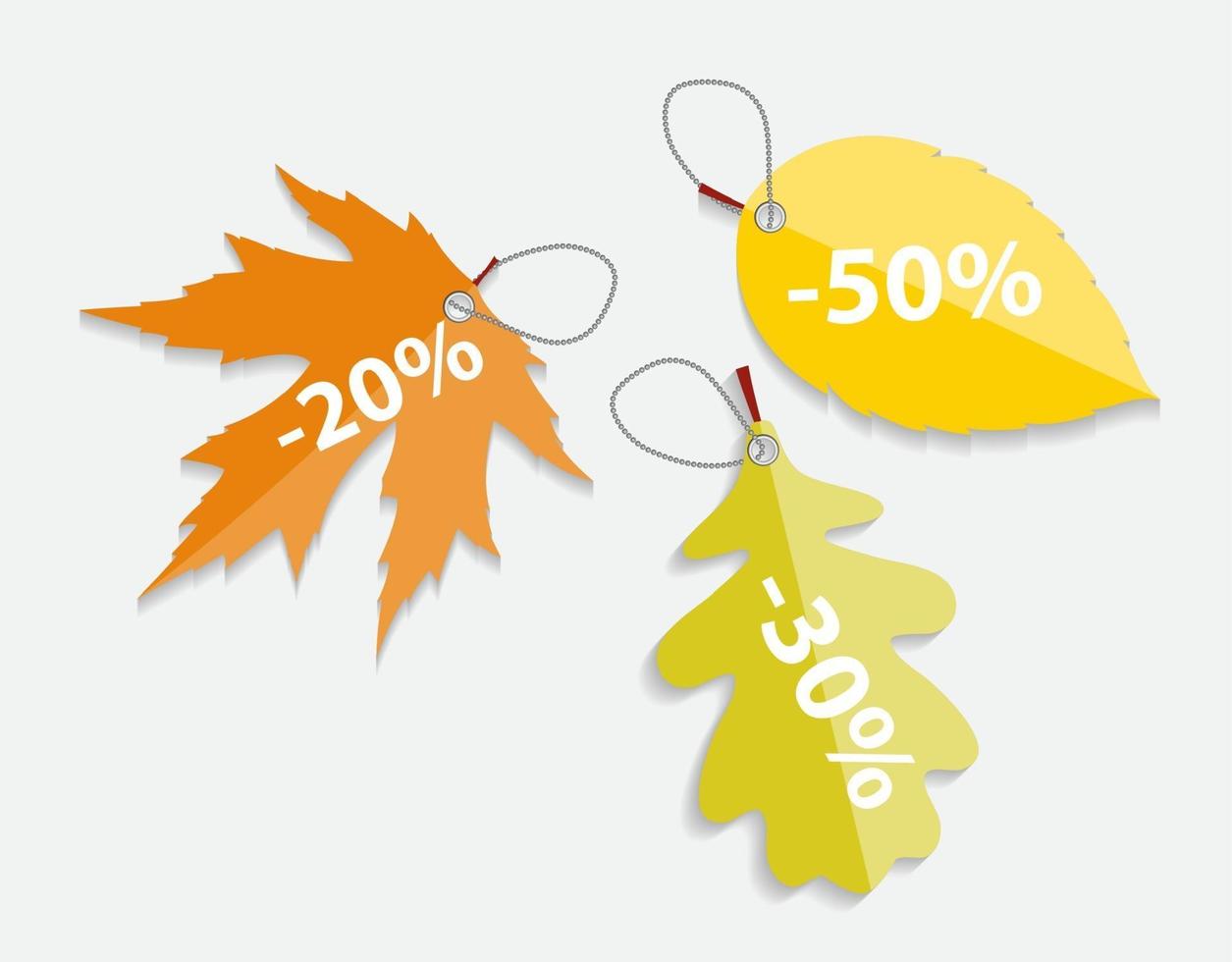 Autumn Leaves Labels Vector Illustration