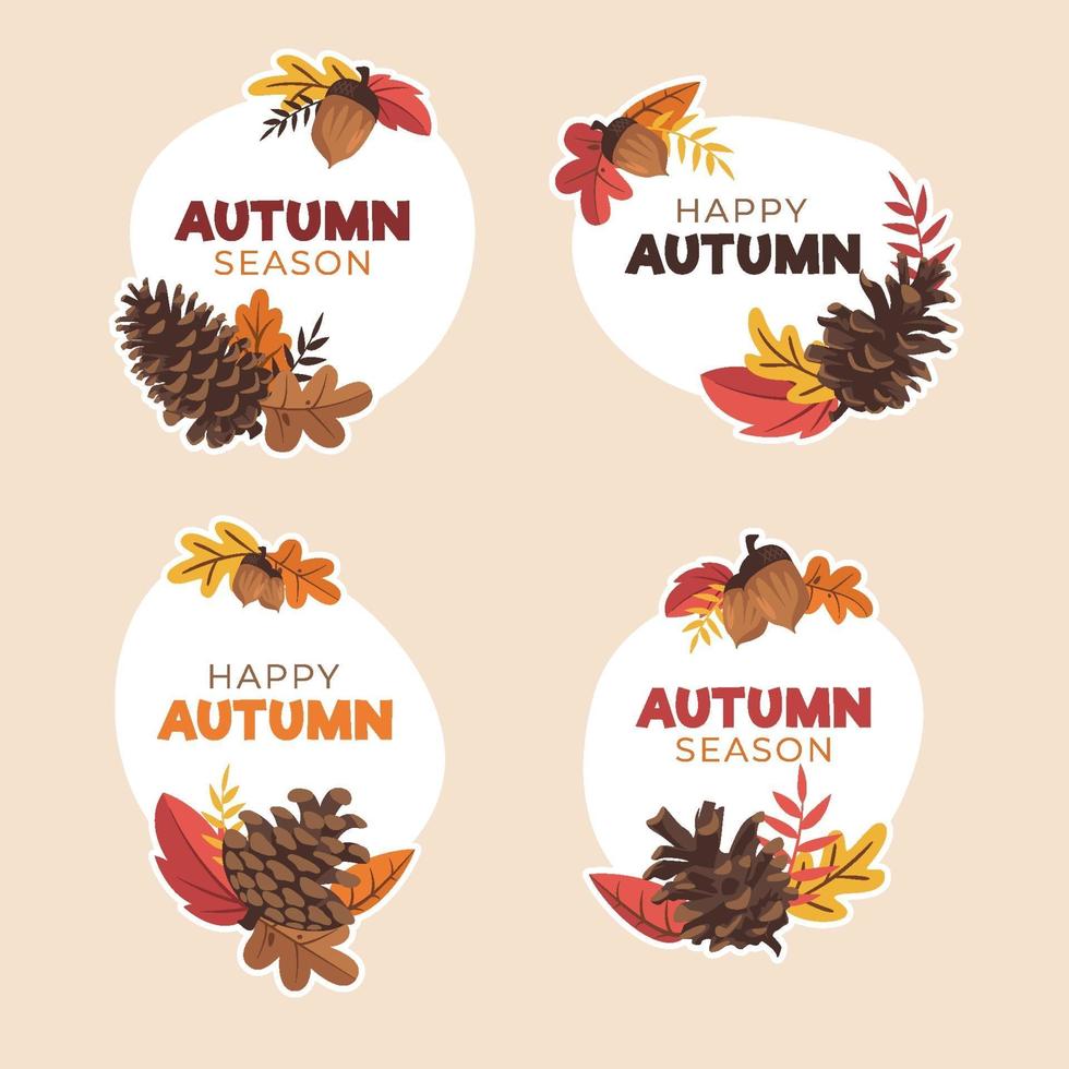 Autumn Pinecone Sticker Set vector