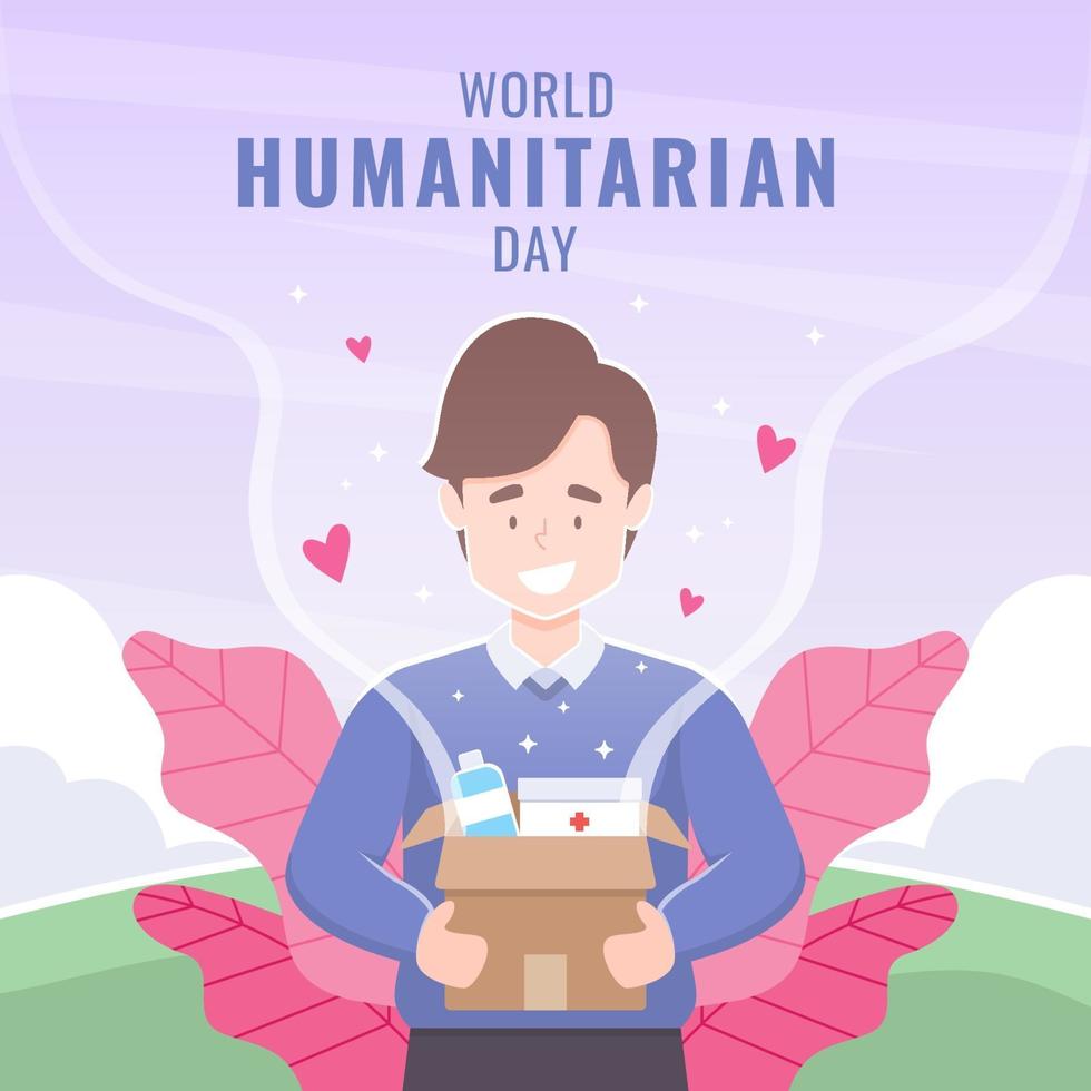 personaje del hombre del día mundial humanitario vector