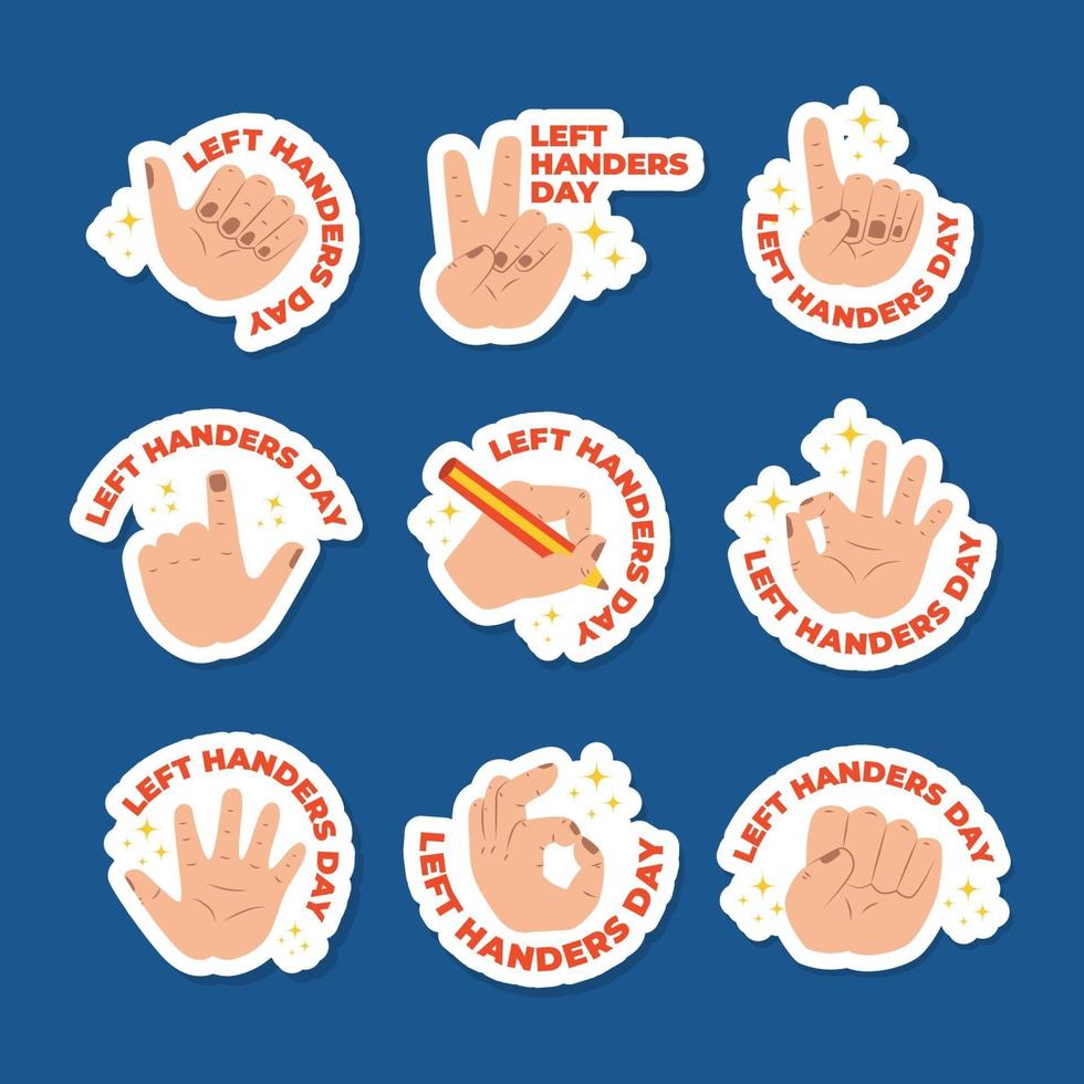 Left Handers Day Sticker Pack vector