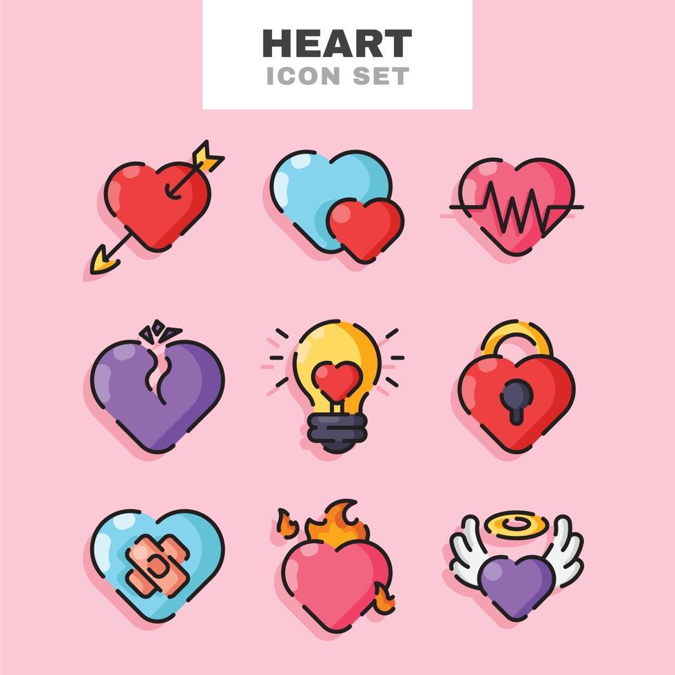 conjunto de iconos de corazón vector