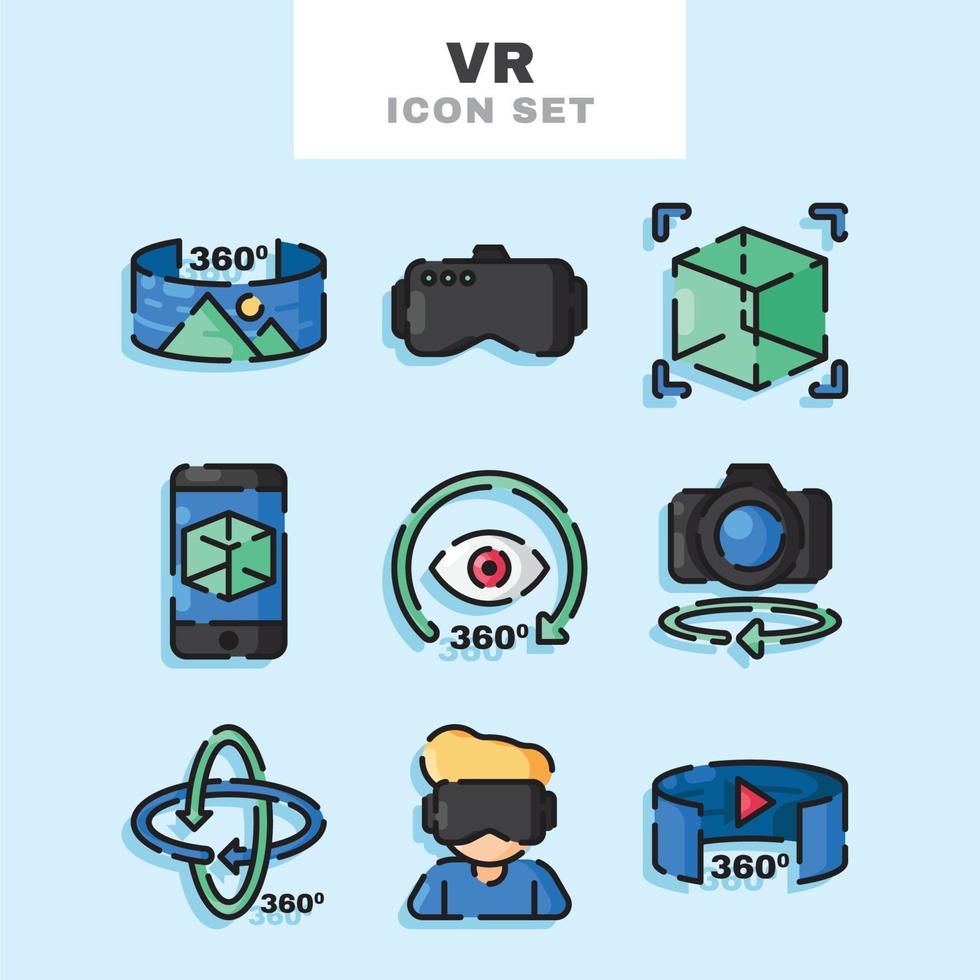 conjunto de iconos de visita virtual vector