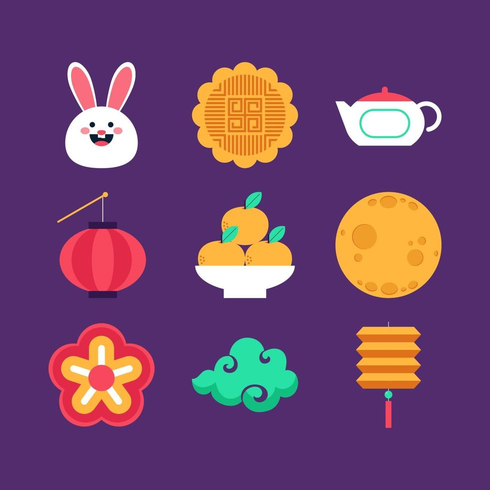 Flat Mid Autumn Icon vector