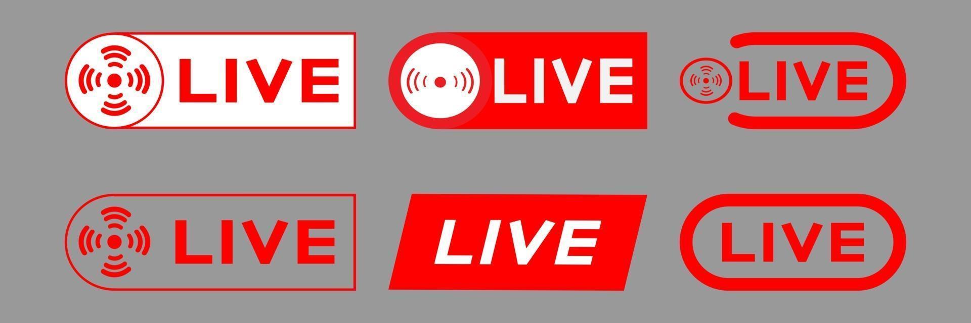 Live broadcasting icons set vector