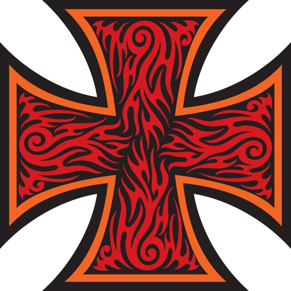Iron Cross in Tribal Tattoo Style vector