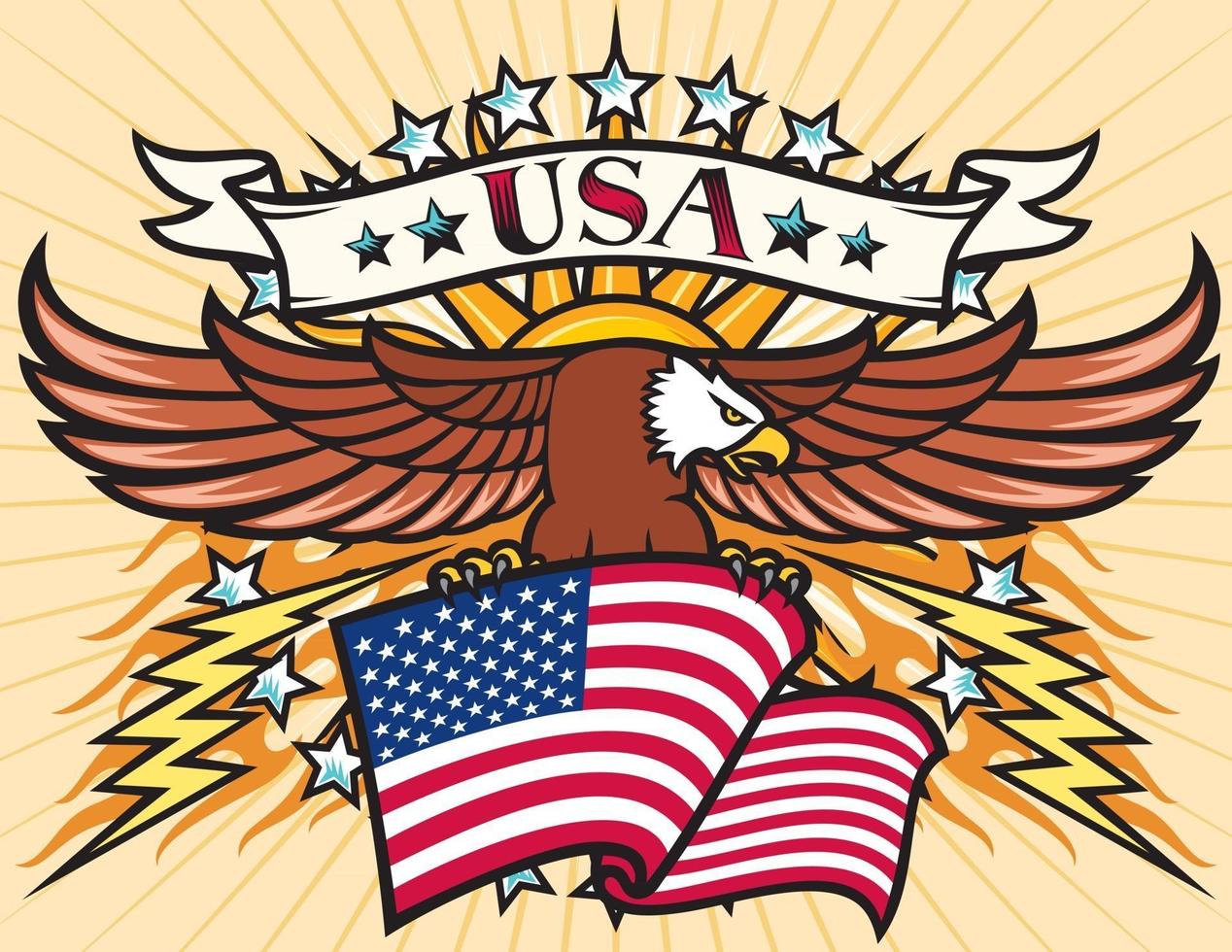 águila, con, bandera de estados unidos vector