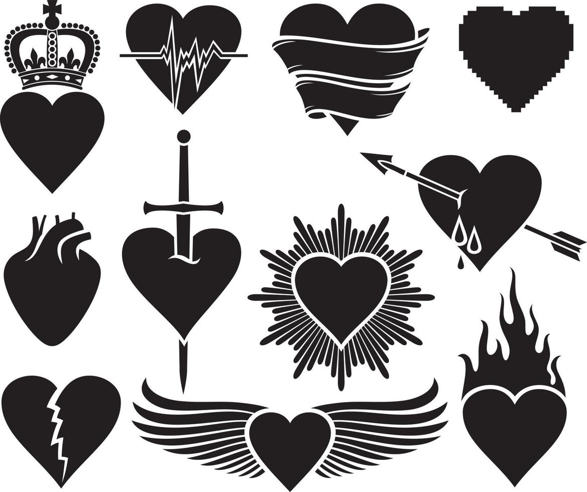 iconos de colección de corazones vector