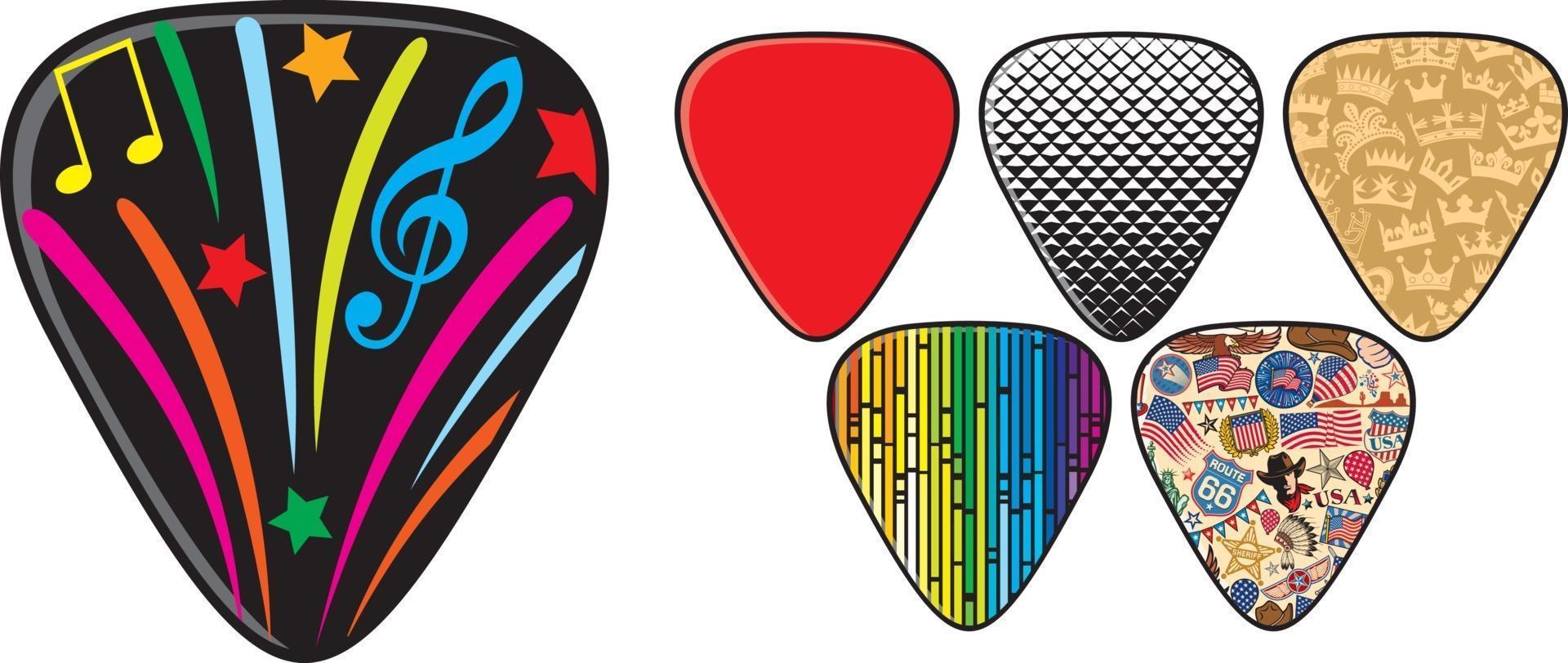 colección de púas o púas de guitarra vector