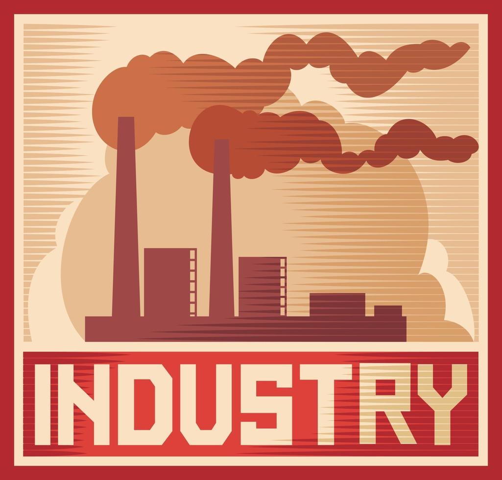 icono de cartel de la industria vector