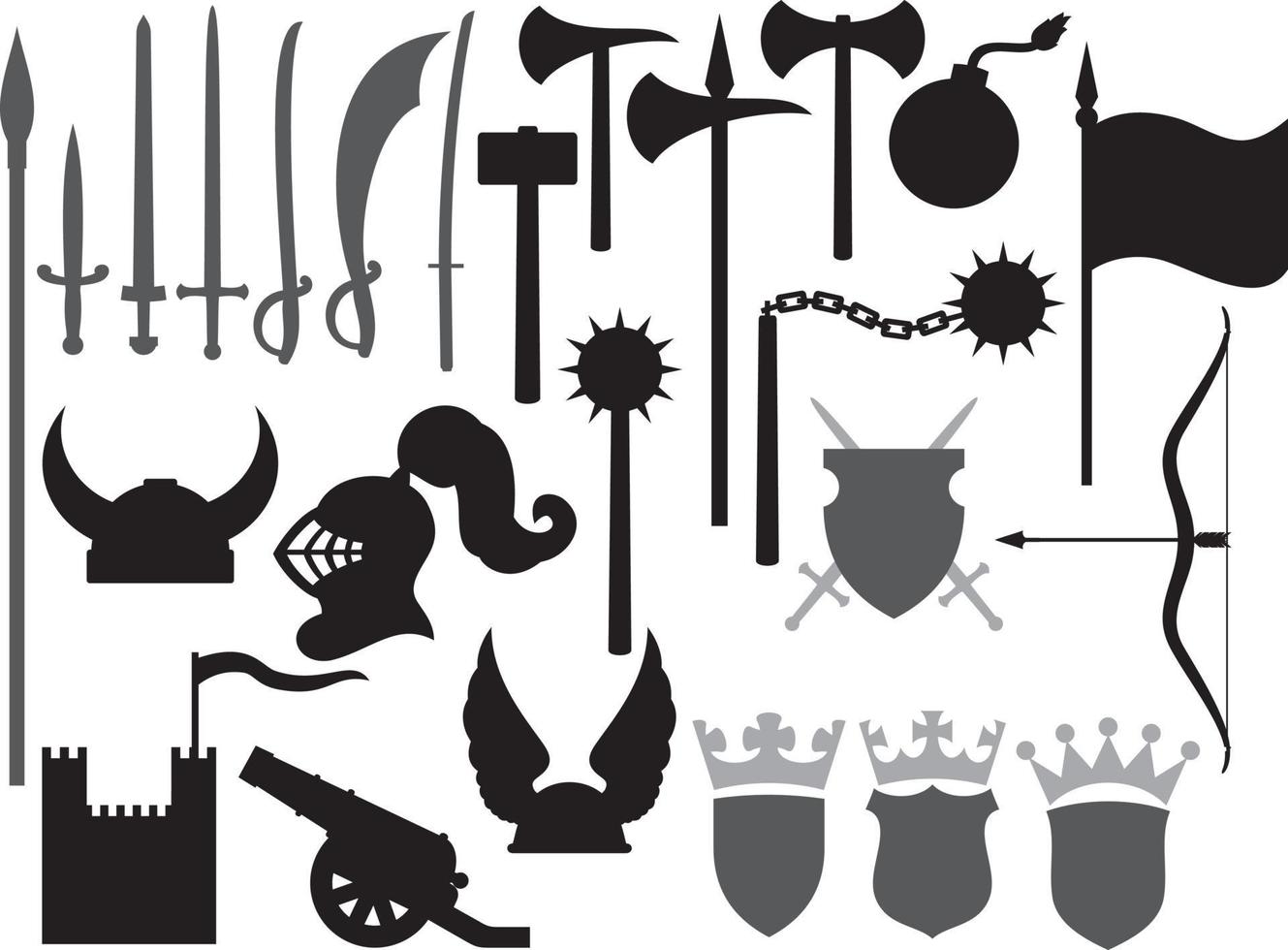 iconos de armas medievales vector