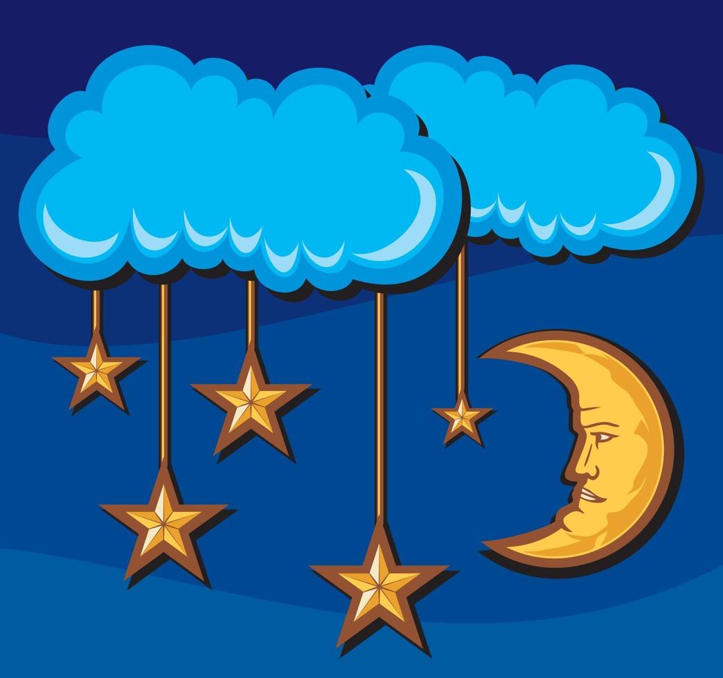 Moon and Stars vector