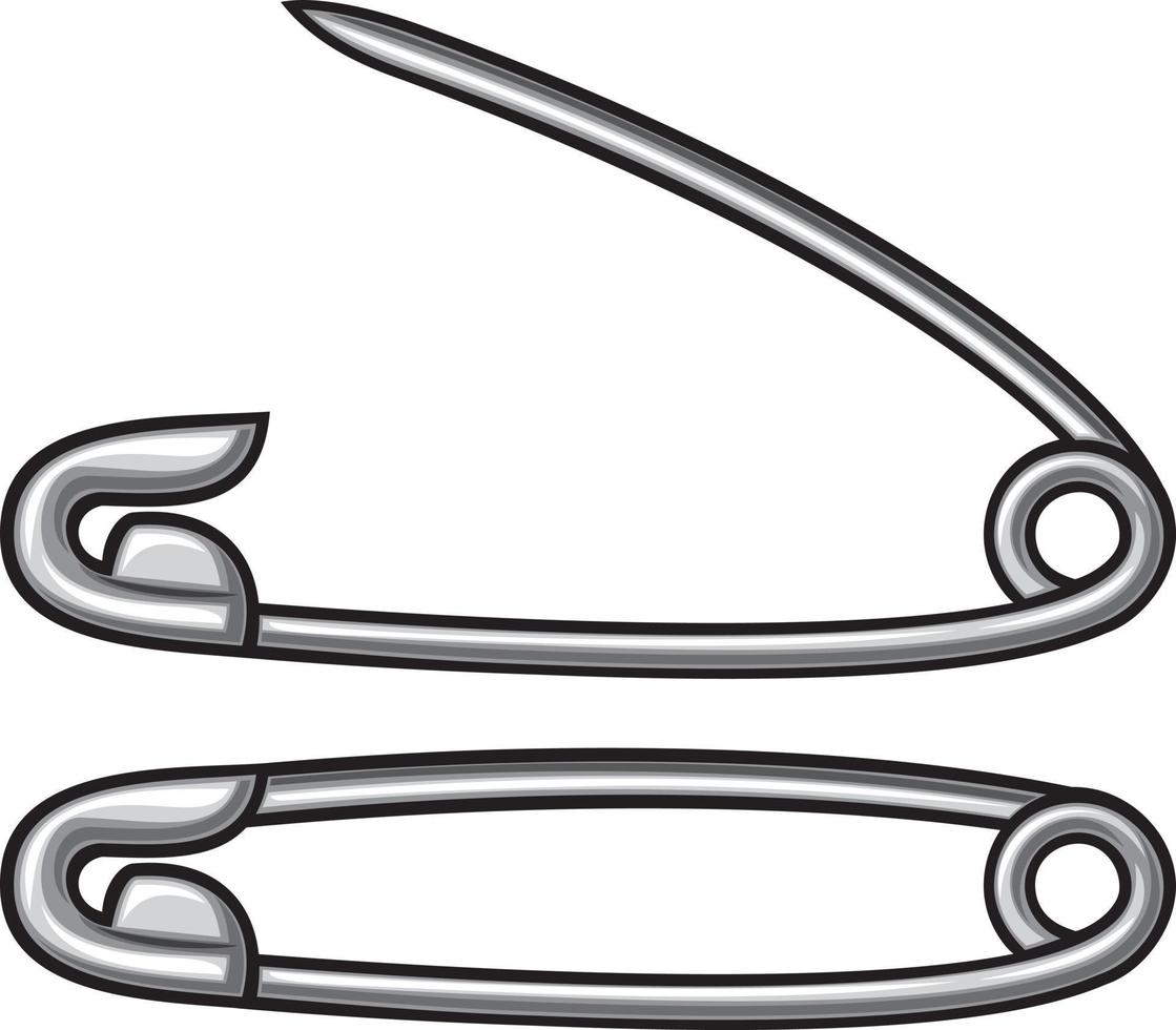 Open and Closed Safety Pin vector