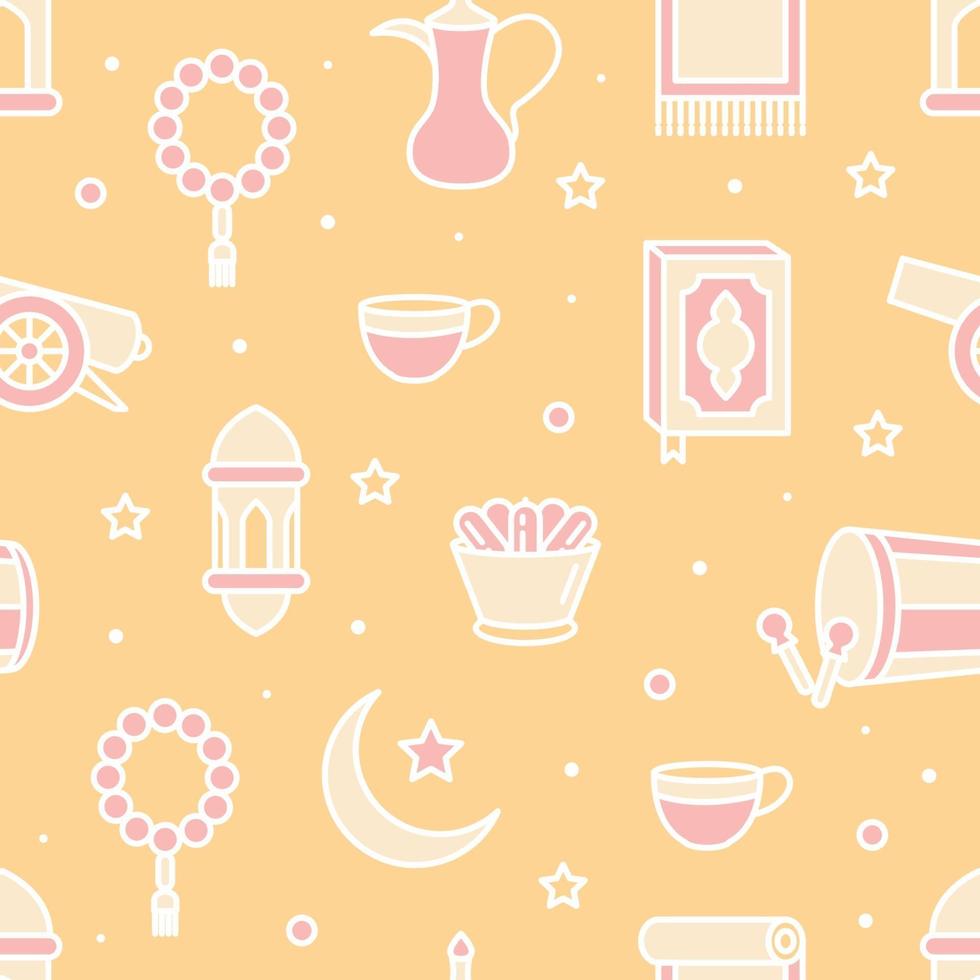 Islamic ramadan seamless pattern with line vector illustration