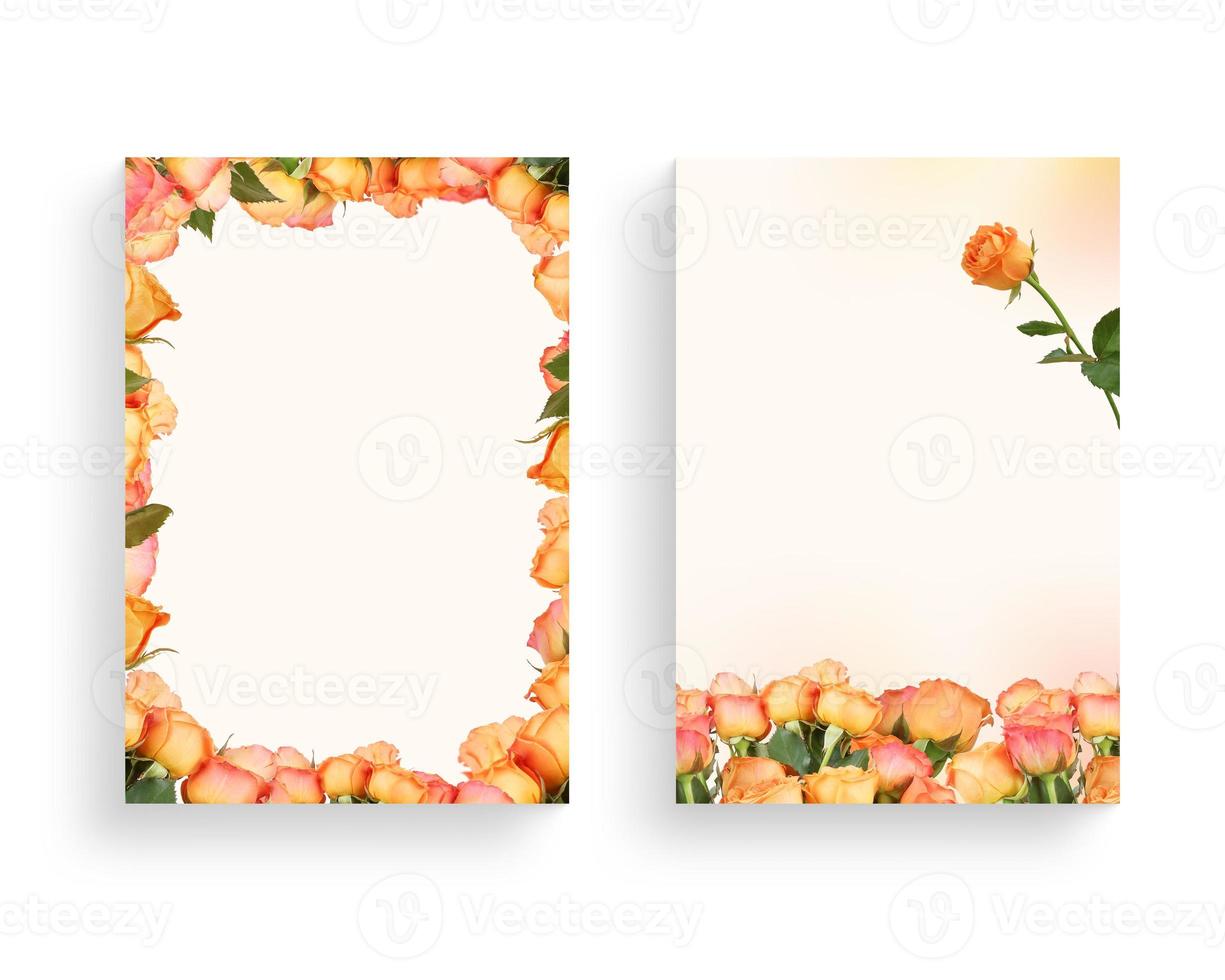 Beautiful spring flower frame, invitation, wedding card photo