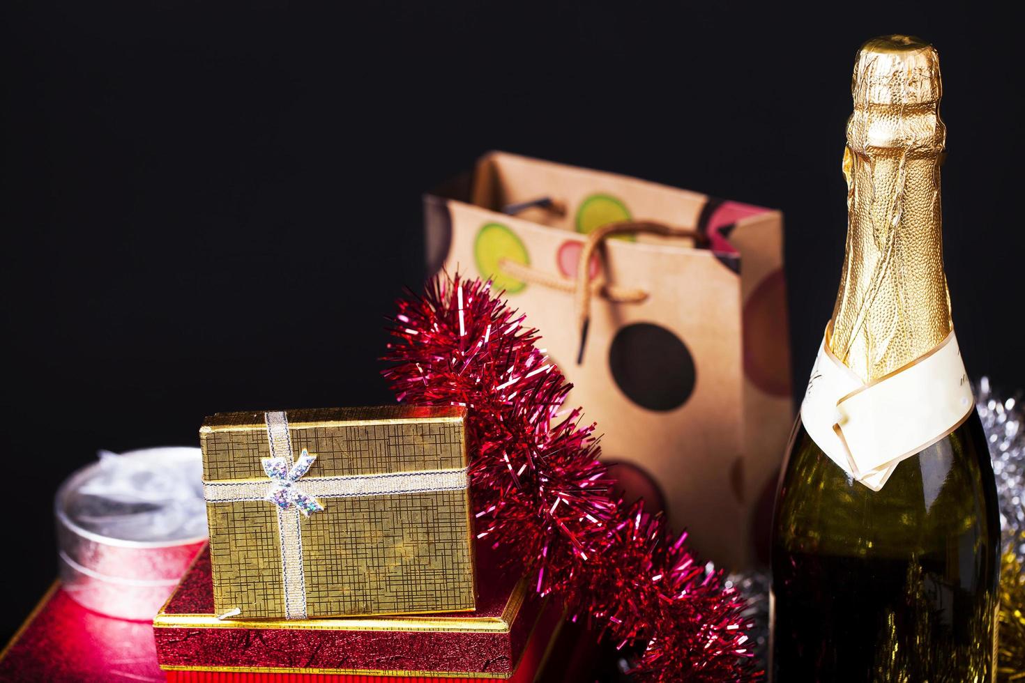 Christmas Birthday Valentine's Day Champagne Gift Box Concept photo