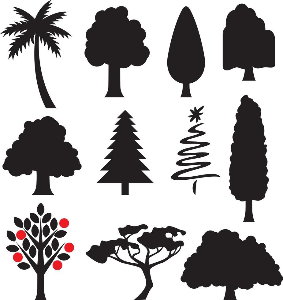 Collection of Trees Silhouettes vector