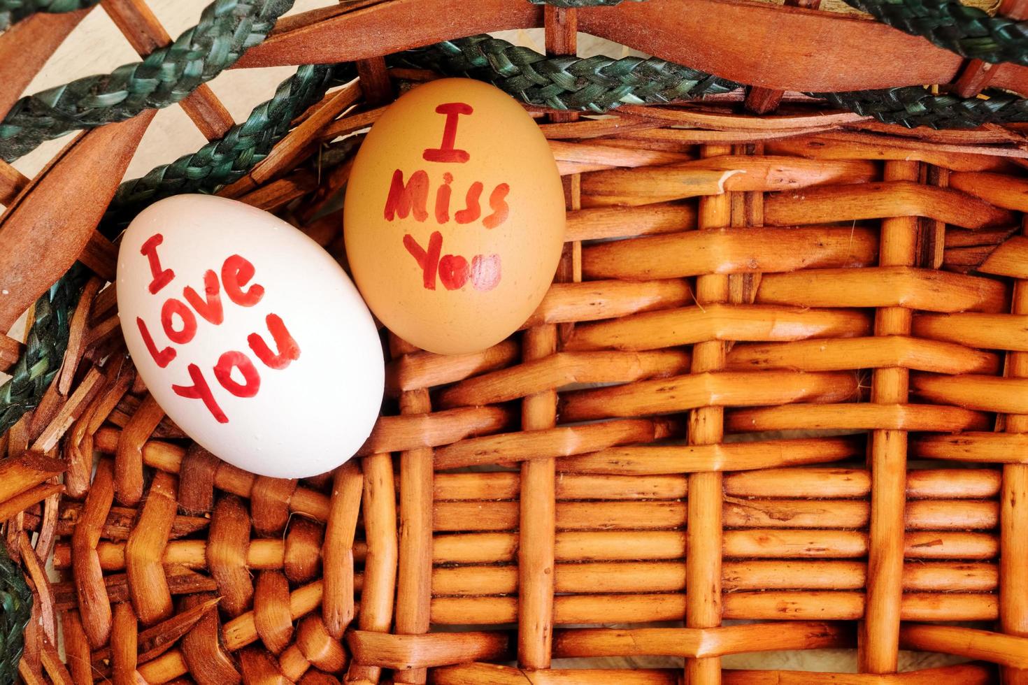 I love you and I miss You Writes on Eggs photo