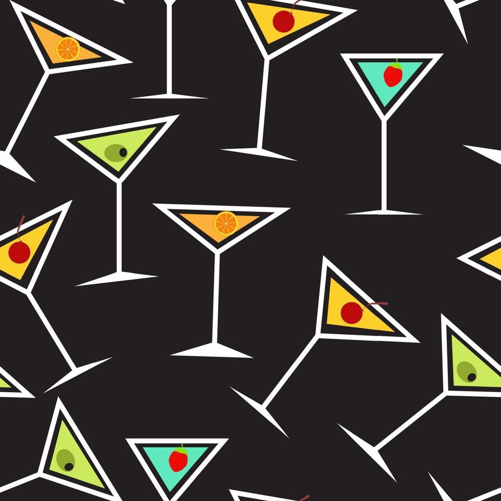 Seamless Background Pattern of  Alcoholic Cocktail Glass vector