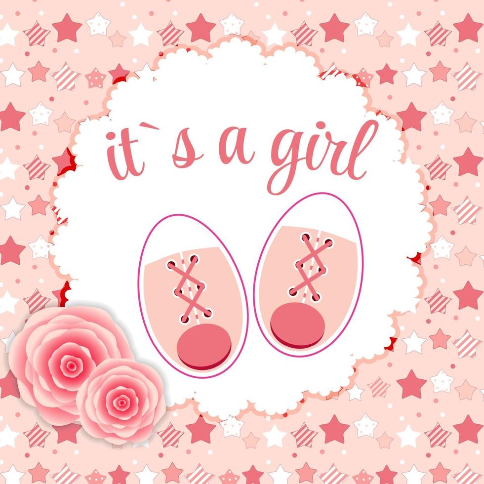 Vector Illustration of Pink Baby Shoes for Newborn Girl