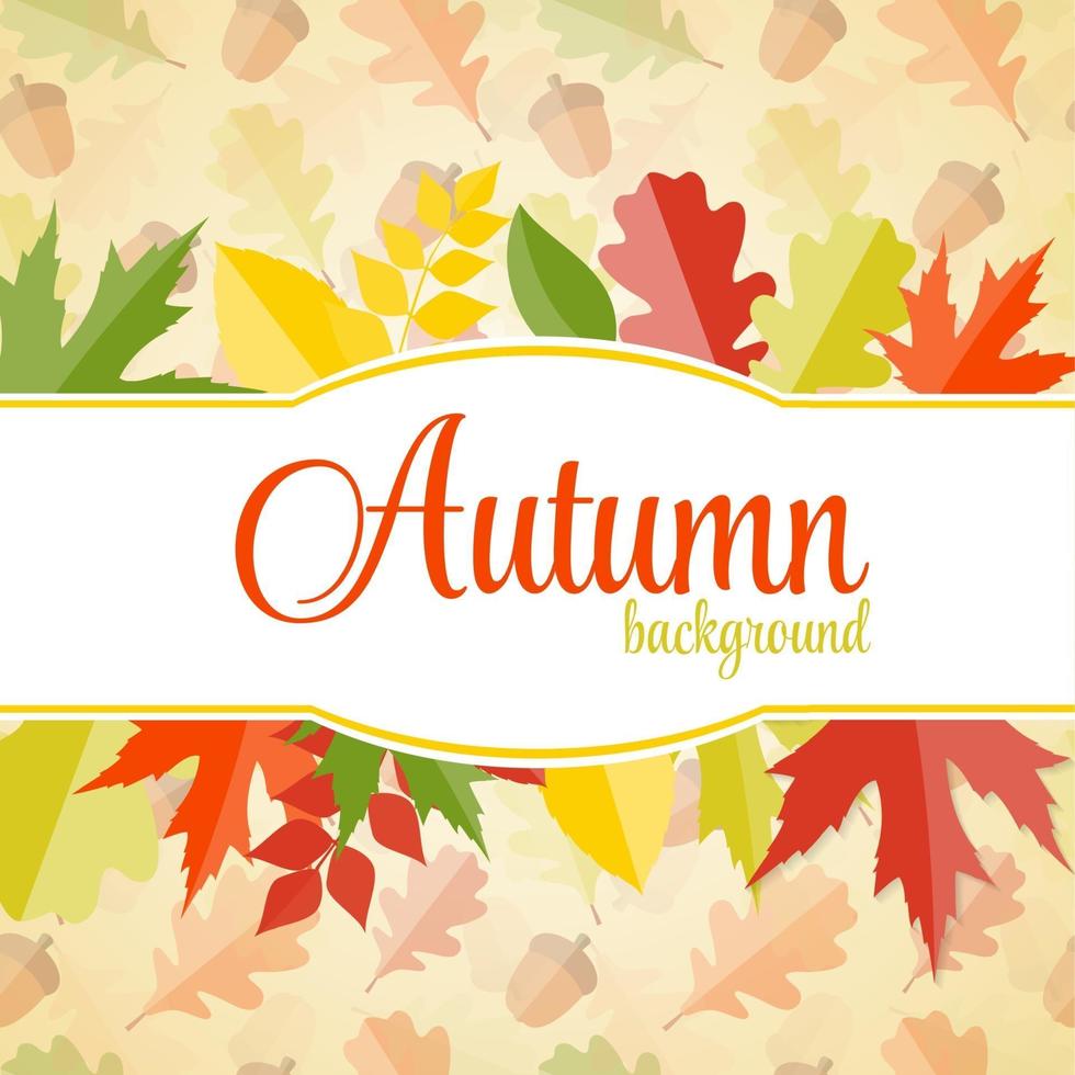 Shiny Autumn Natural Leaves Background. Vector Illustration