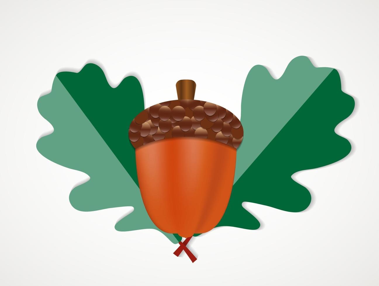 Acorn with Leaves Vector Autumn Illustration