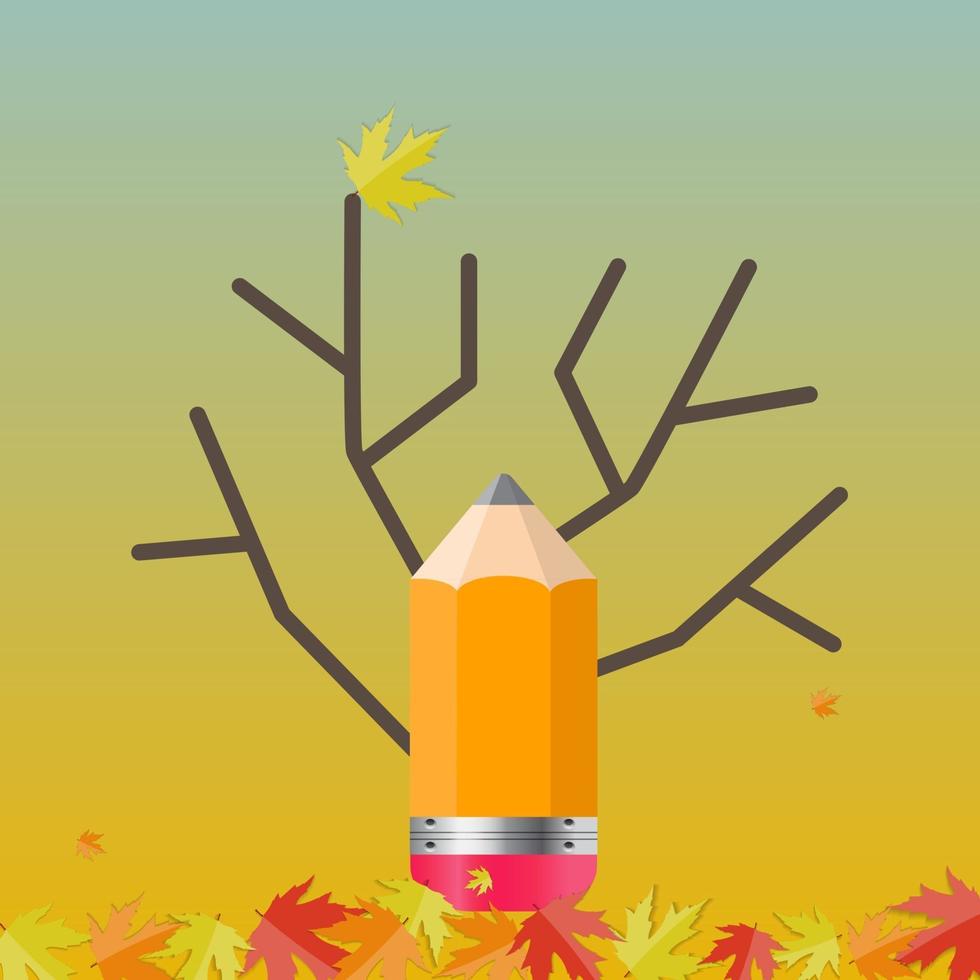 Shiny Autumn Natural Tree Background. Vector Illustration