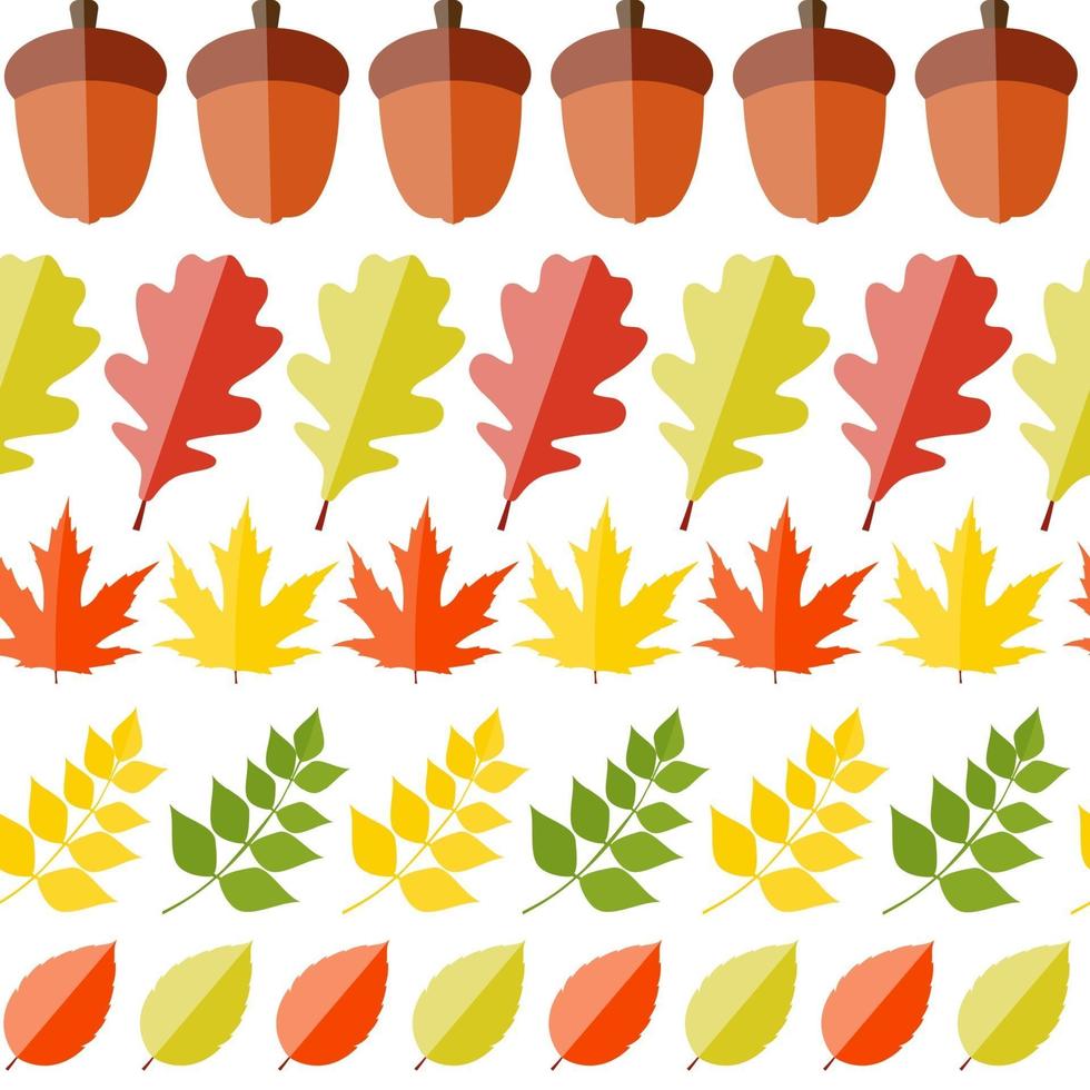 Shiny Autumn Natural Leaves Seamless Pattern Background. vector