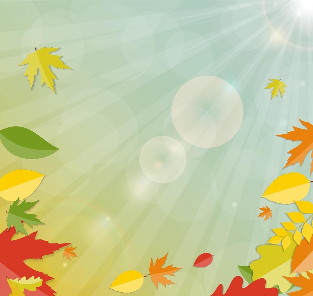 Shiny Autumn Natural Leaves Background. Vector Illustration