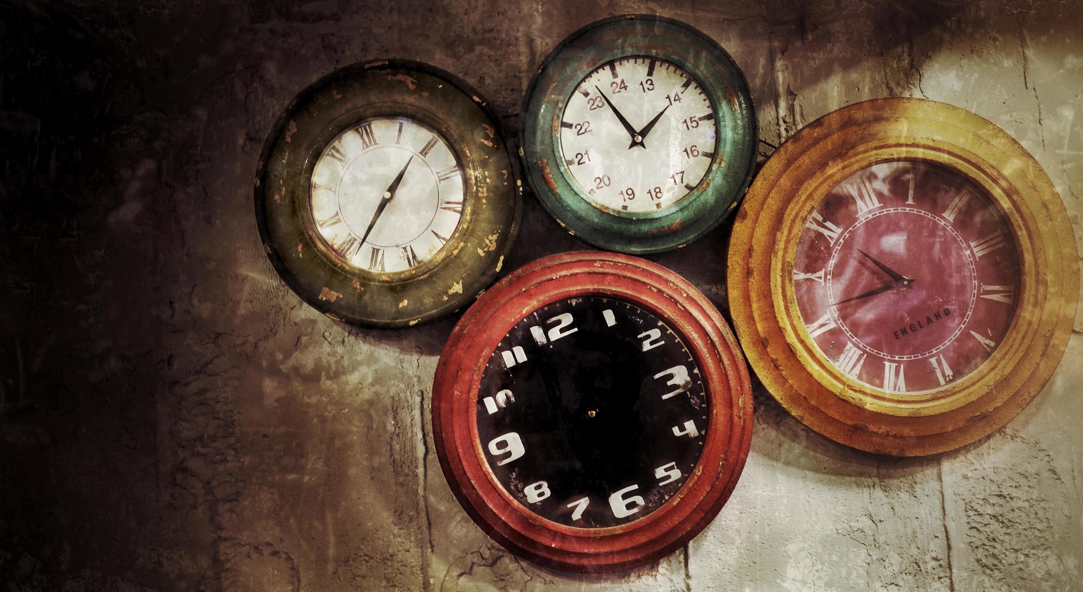 Abstract Retro Clocks on the Wall Background 3200367 Stock Photo at