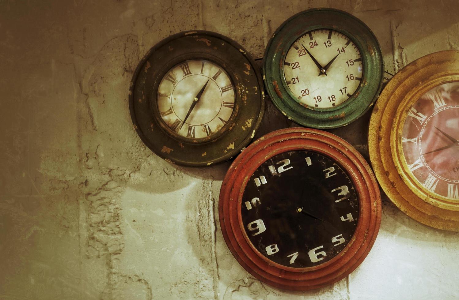 Abstract Retro Clocks on the Wall Background photo