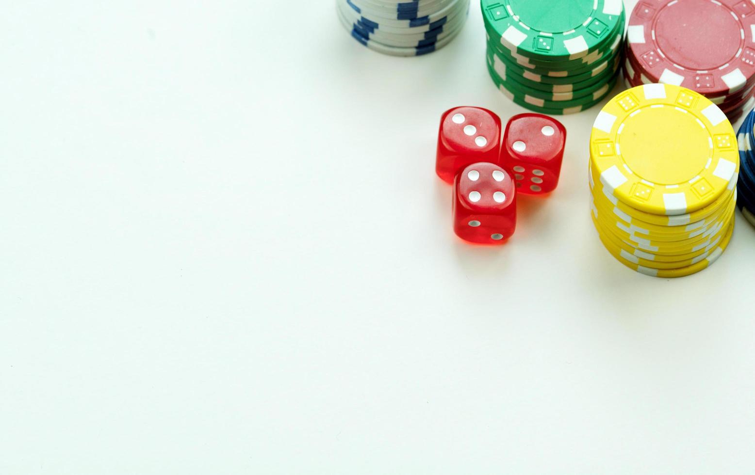 Gambling Red Dices and Money Chips photo