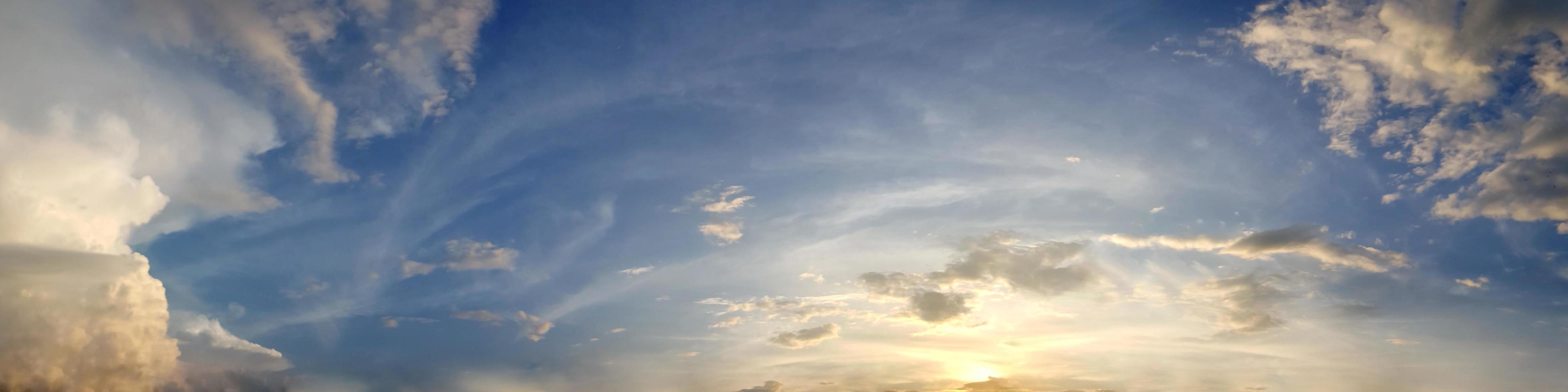 Dramatic panorama sky with cloud on twilight time. photo