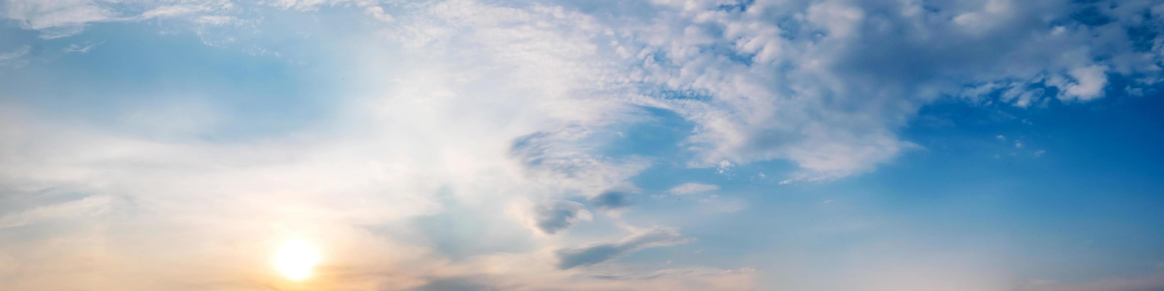 Dramatic panorama sky with cloud on twilight time. photo