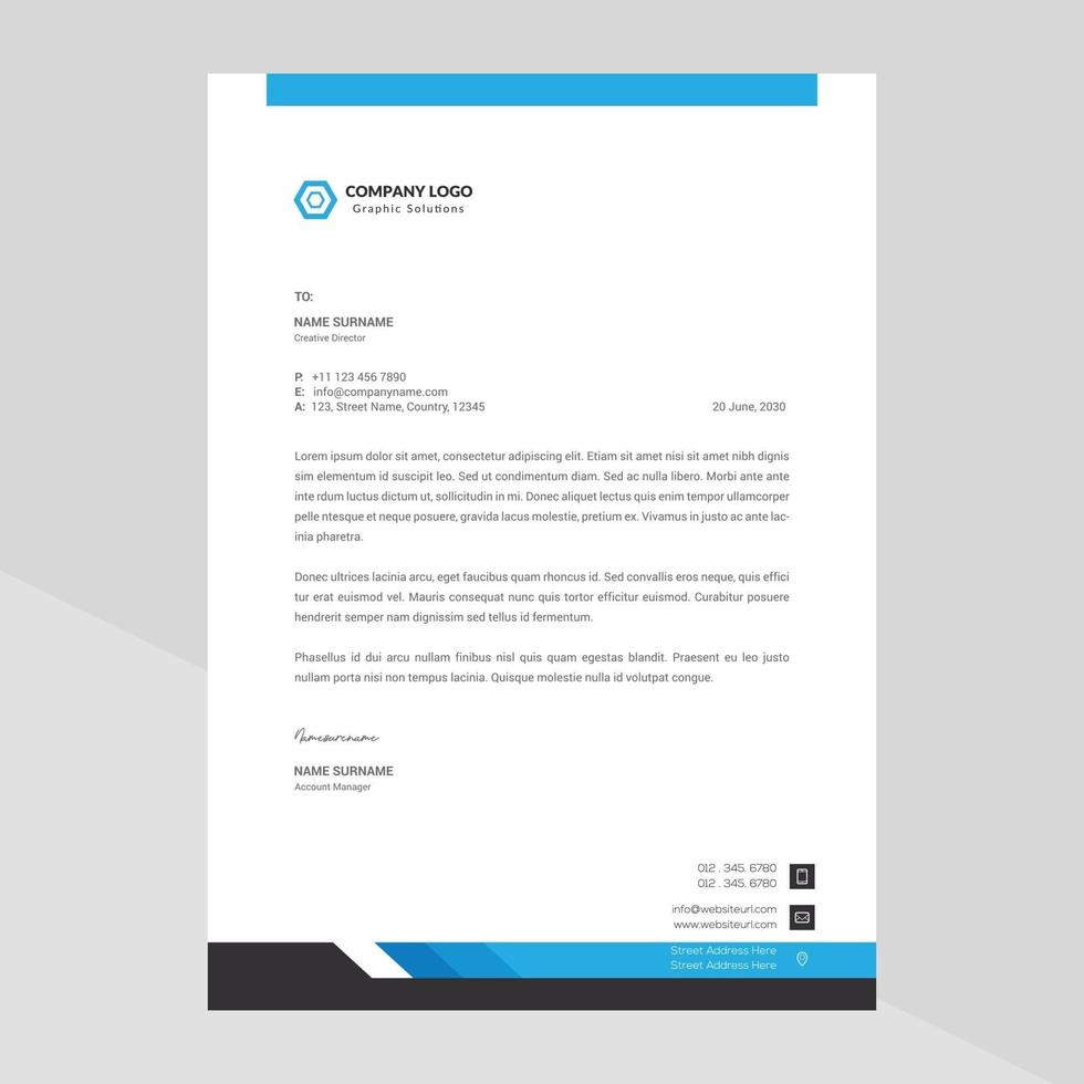 Letterhead Template Design in Minimalist Style vector