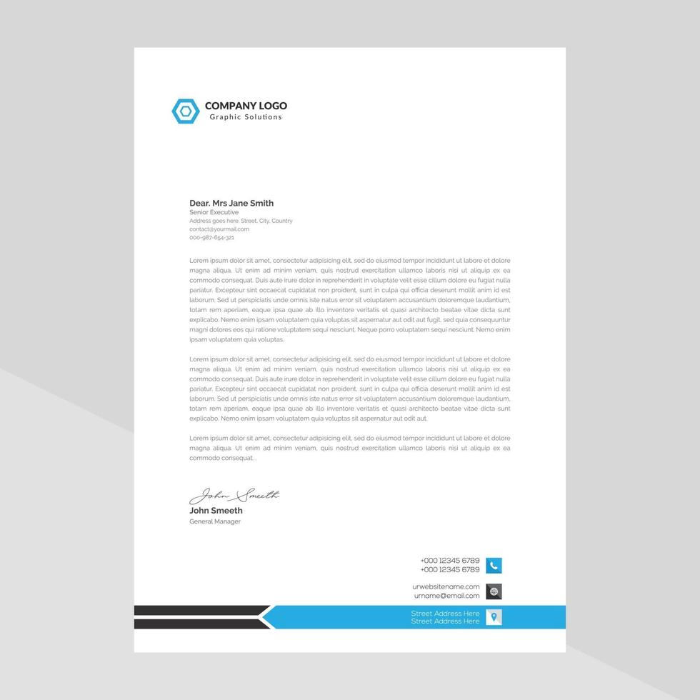 Letterhead Template Design in Minimalist Style vector