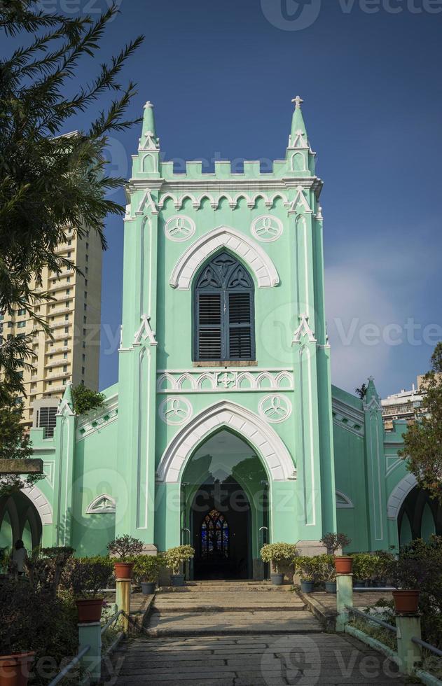 Saint Michael landmark Portuguese colonial style church in Macau city China photo